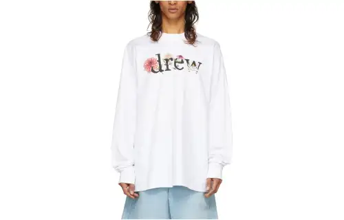 Drew house Letter Logo Series T Shirts Unisex White Crew Neck Moderate Straight Fit