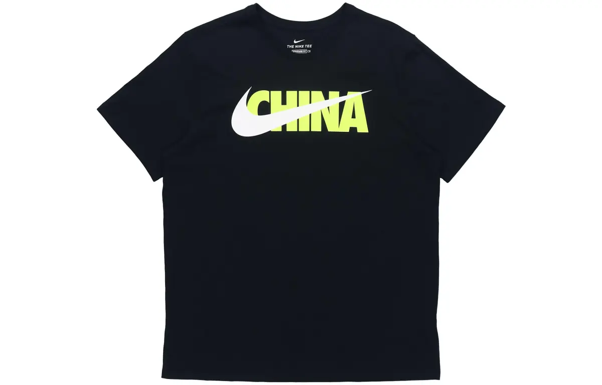 Nike T-Shirts Men's Black Crew Neck Moderate Straight Fit