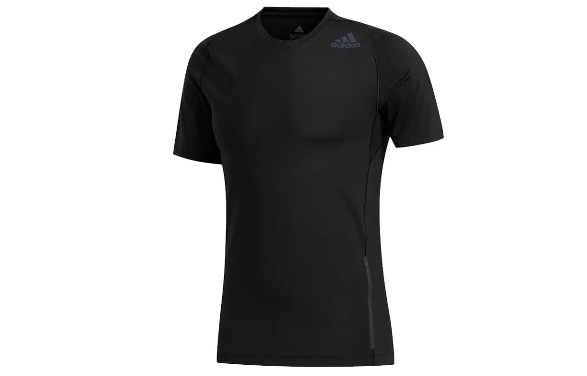 Adidas T-Shirts Men's Black Crew Neck Moderate Straight Fit