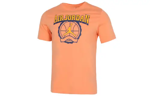 Jordan T Shirts Men's Orange Crew Neck Moderate Straight Fit