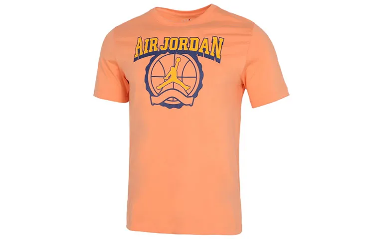 Jordan T-Shirts Men's Orange Crew Neck Moderate Straight Fit