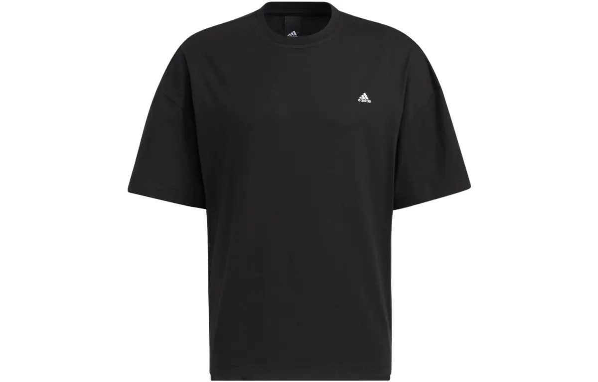 Adidas T-Shirts Men's Black Crew Neck Moderate Straight Fit