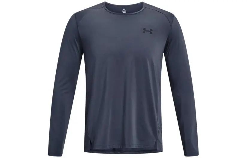 Under Armour T-Shirts Men's Gray Blue Crew Neck Moderate Straight Fit