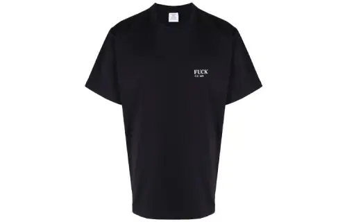 Vetements T Shirts Unisex Black Crew Neck Moderate Straight Fit