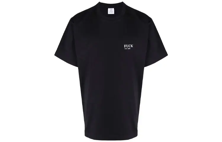 Vetements T Shirts Unisex Black Crew Neck Moderate Straight Fit