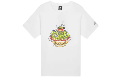 New Balance T Shirts Unisex White Crew Neck Moderate Straight Fit