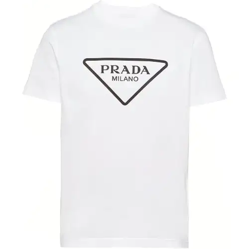PRADA T Shirts Unisex White Crew Neck Moderate Straight Fit