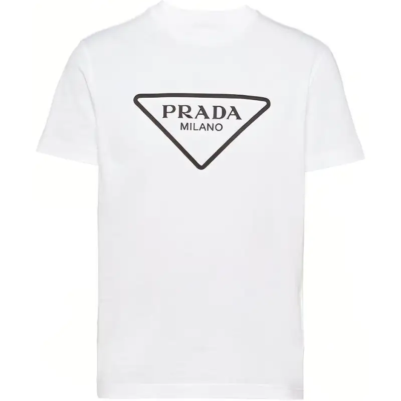 PRADA T Shirts Unisex White Crew Neck Moderate Straight Fit