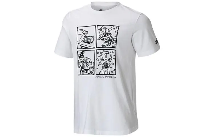 Adidas T-Shirts Men's White Crew Neck Moderate Straight Fit