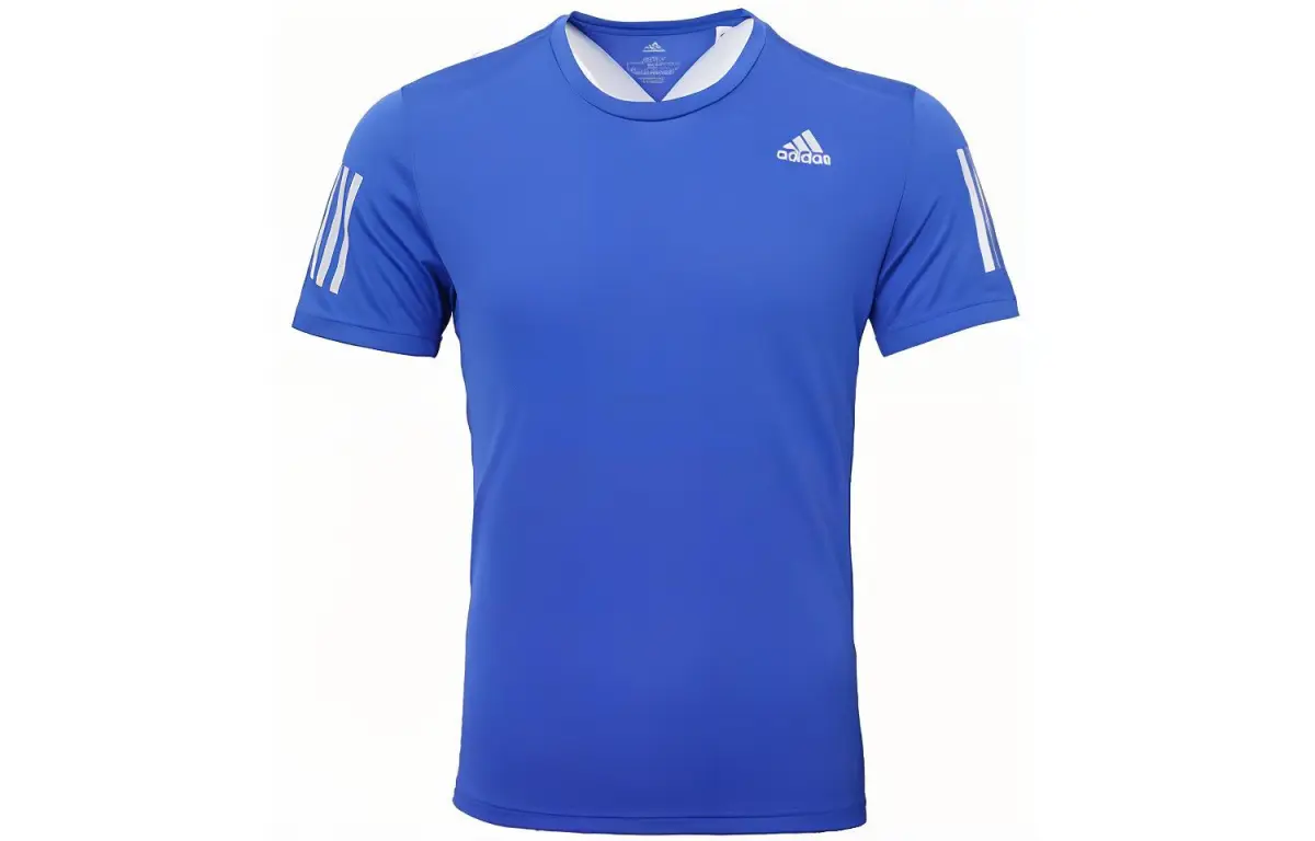 Adidas T-Shirts Men's Collegiate Blue Crew Neck Moderate Straight Fit