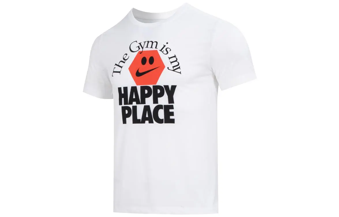 Nike T-Shirts Men's White Crew Neck Moderate Straight Fit