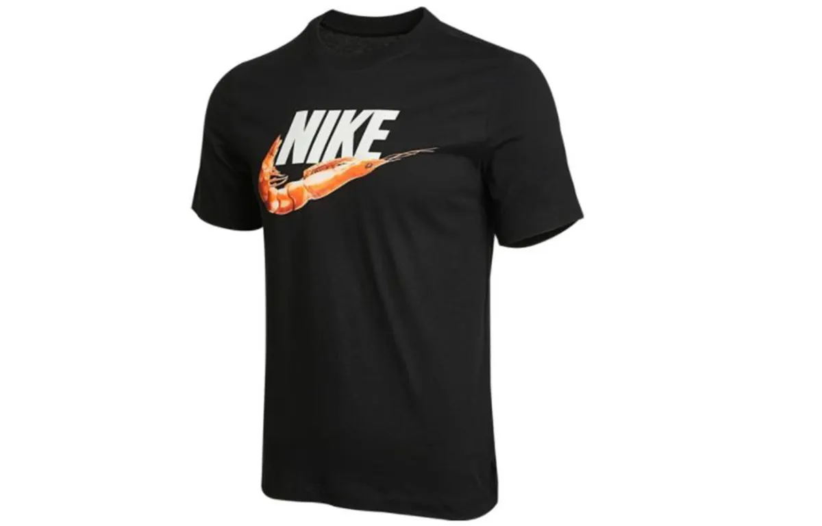 Nike T-Shirts Men's Black Crew Neck Moderate Straight Fit