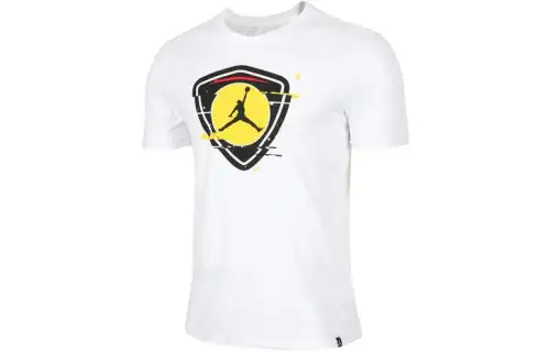 Jordan T Shirts Men's White Crew Neck Moderate Straight Fit