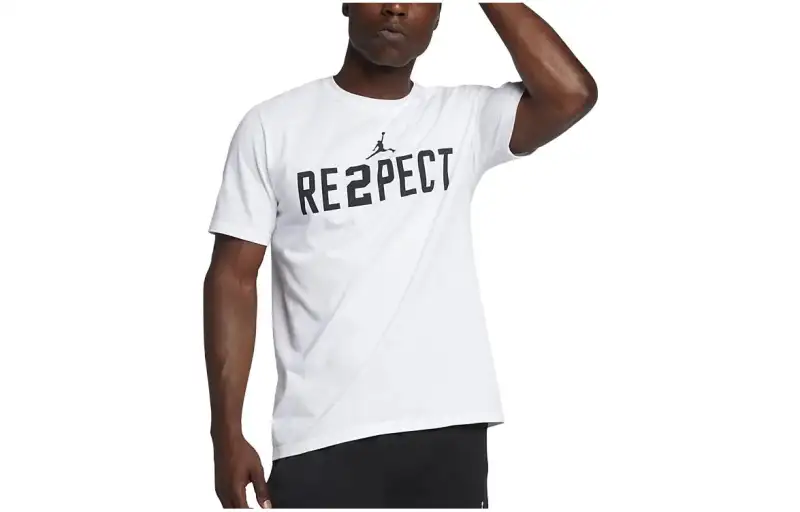 Jordan T Shirts Men's White Crew Neck Moderate Straight Fit