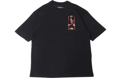 Jordan T Shirts Men's Black Crew Neck Moderate Straight Fit