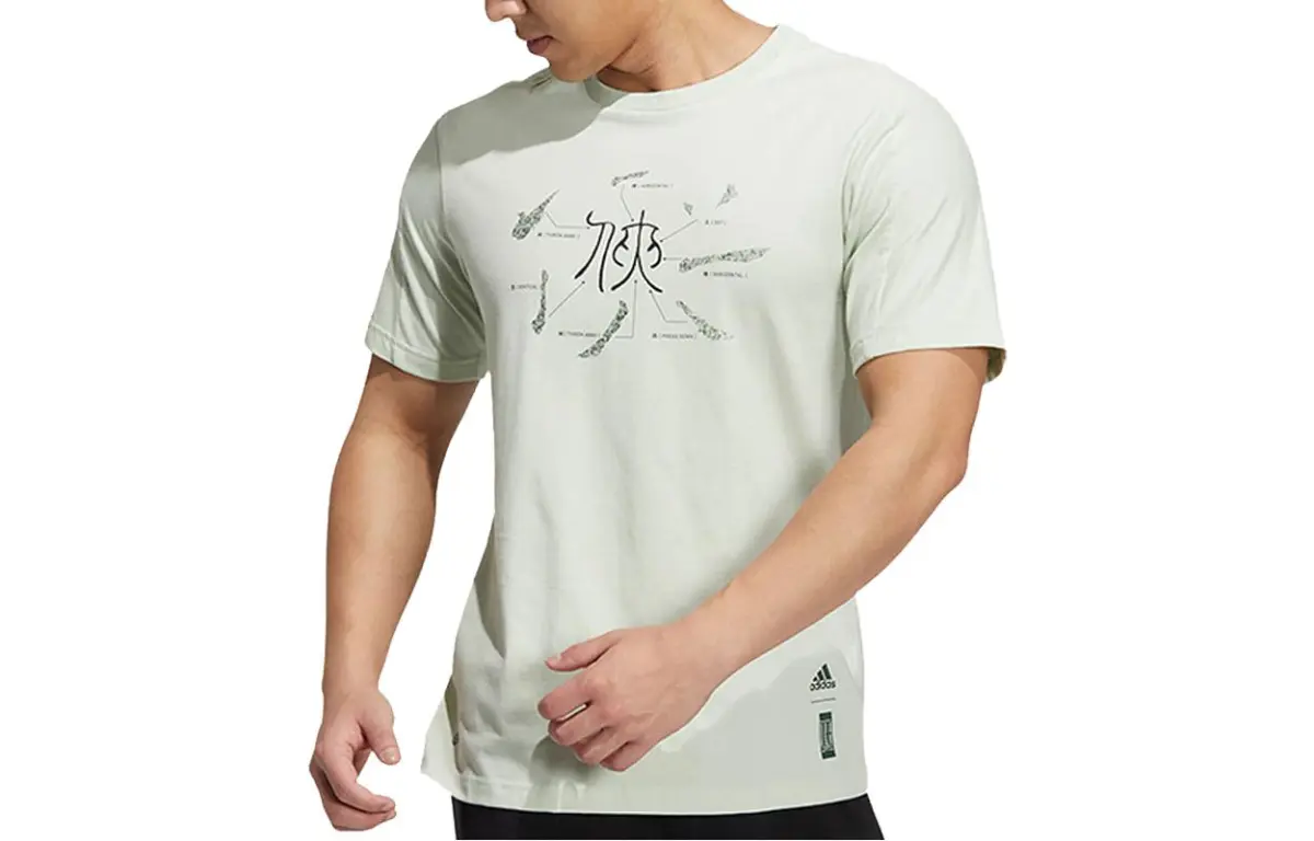 Adidas T-Shirts Men's Green Crew Neck Moderate Straight Fit