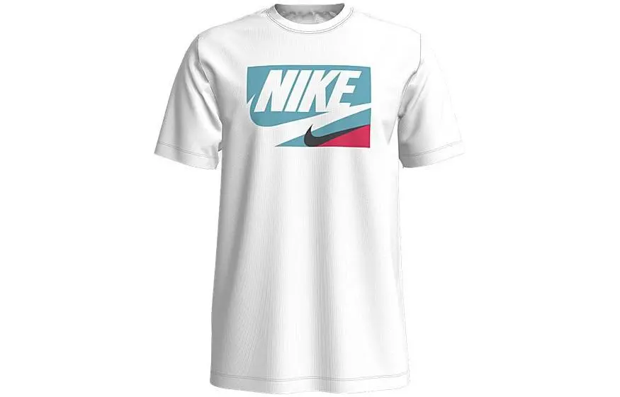 Nike T-Shirts Men's White Crew Neck Moderate Straight Fit