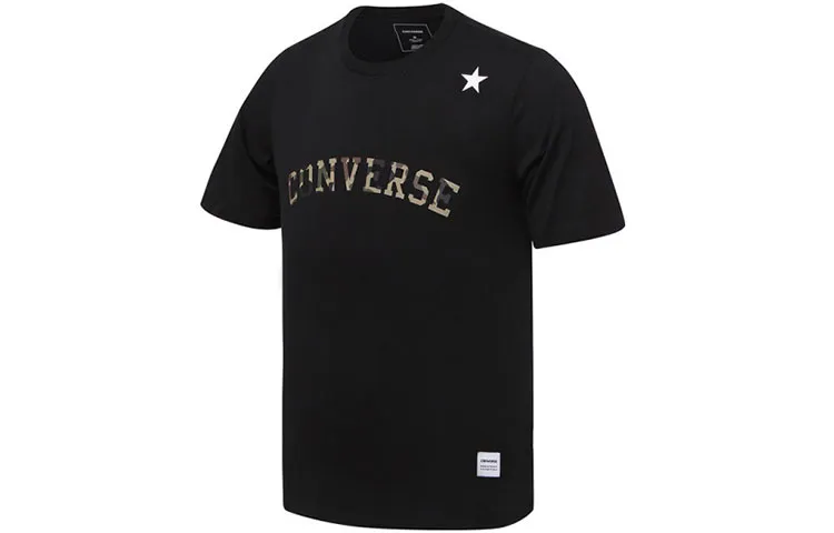 Converse T-Shirts Men's Black Crew Neck Moderate Straight Fit