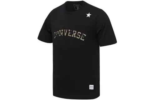 Converse T Shirts Men's Black Crew Neck Moderate Straight Fit