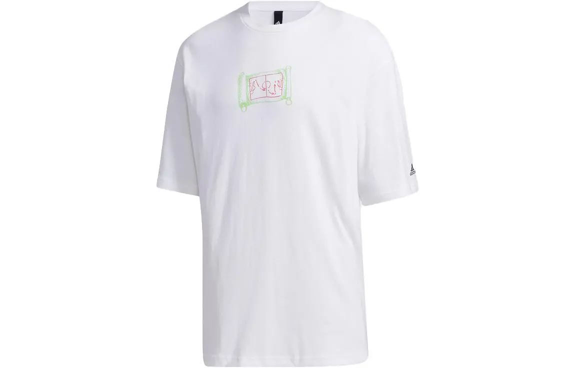 Adidas T-Shirts Men's White Crew Neck Moderate Straight Fit