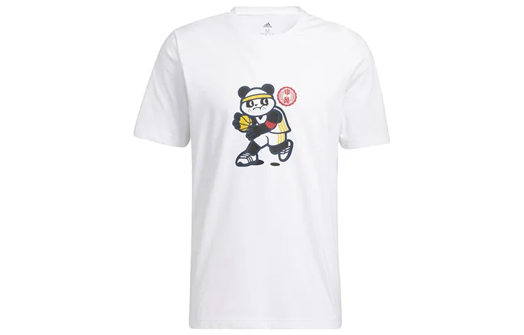 Adidas T-Shirts Men's White Crew Neck Moderate Straight Fit