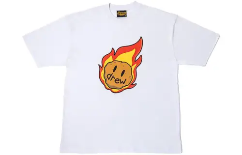 Drew house Smiley Collection T Shirts Unisex Light Blue Crew Neck Moderate Straight Fit