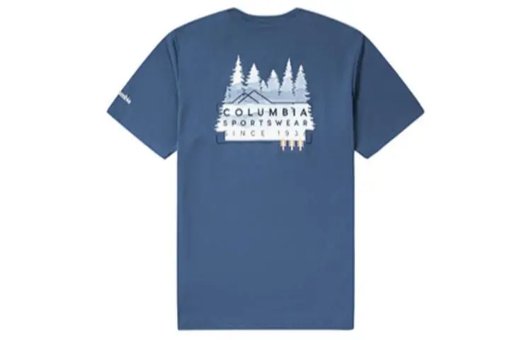 Columbia T-Shirts Men's Navy Blue Crew Neck Moderate Straight Fit