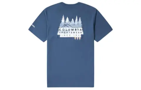 Columbia T-Shirts Men's Navy Blue Crew Neck Moderate Straight Fit