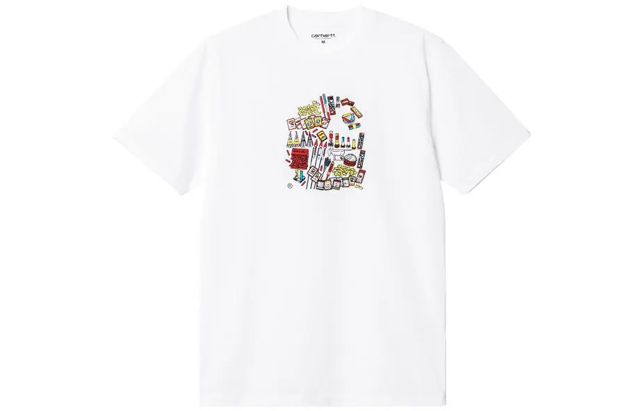Carhartt WIP SS23 CHROMO T-Shirts Men's White Crew Neck Moderate Straight Fit
