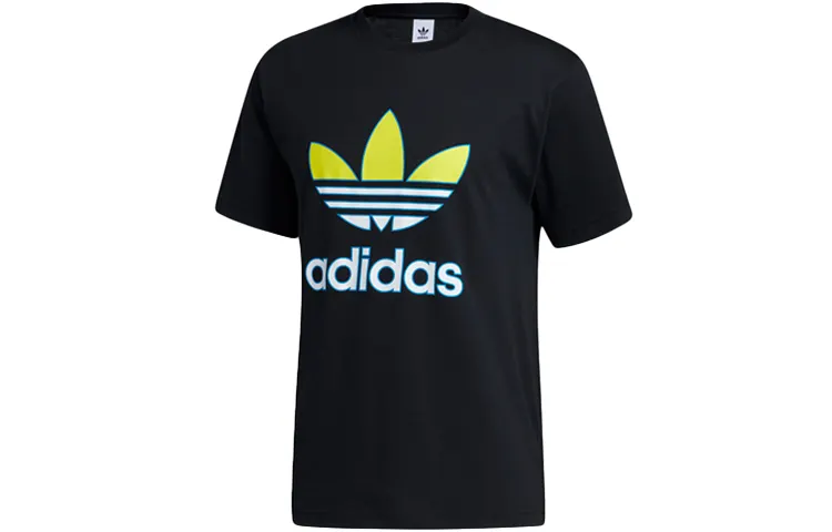 Adidas Originals T Shirts Men's Black Crew Neck Moderate Straight Fit