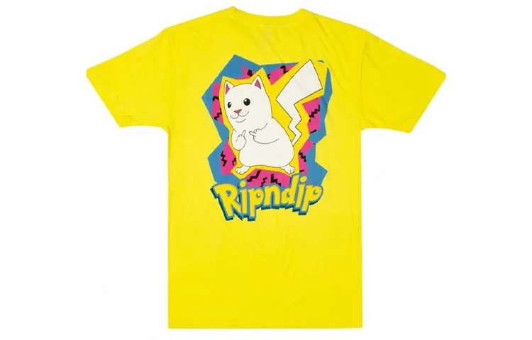 RIPNDIP T Shirts Unisex Yellow Crew Neck Moderate Straight Fit
