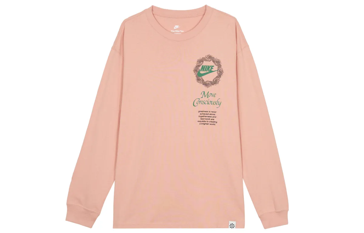 Nike T-Shirts Men's Pink Crew Neck Moderate Straight Fit