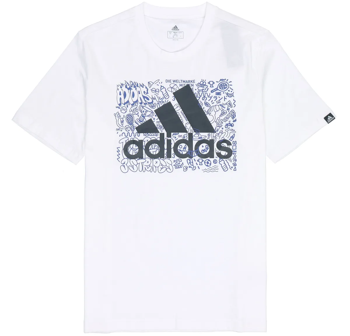 Adidas T-Shirts Men's White Crew Neck Moderate Straight Fit