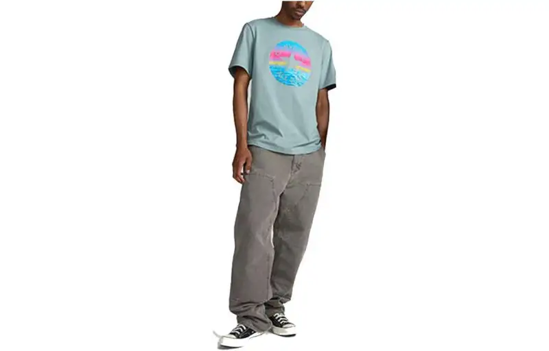 Converse T Shirts Unisex Light Blue Crew Neck Moderate Straight Fit