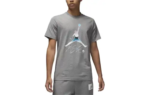 Jordan T Shirts Men's Gray Crew Neck Moderate Straight Fit