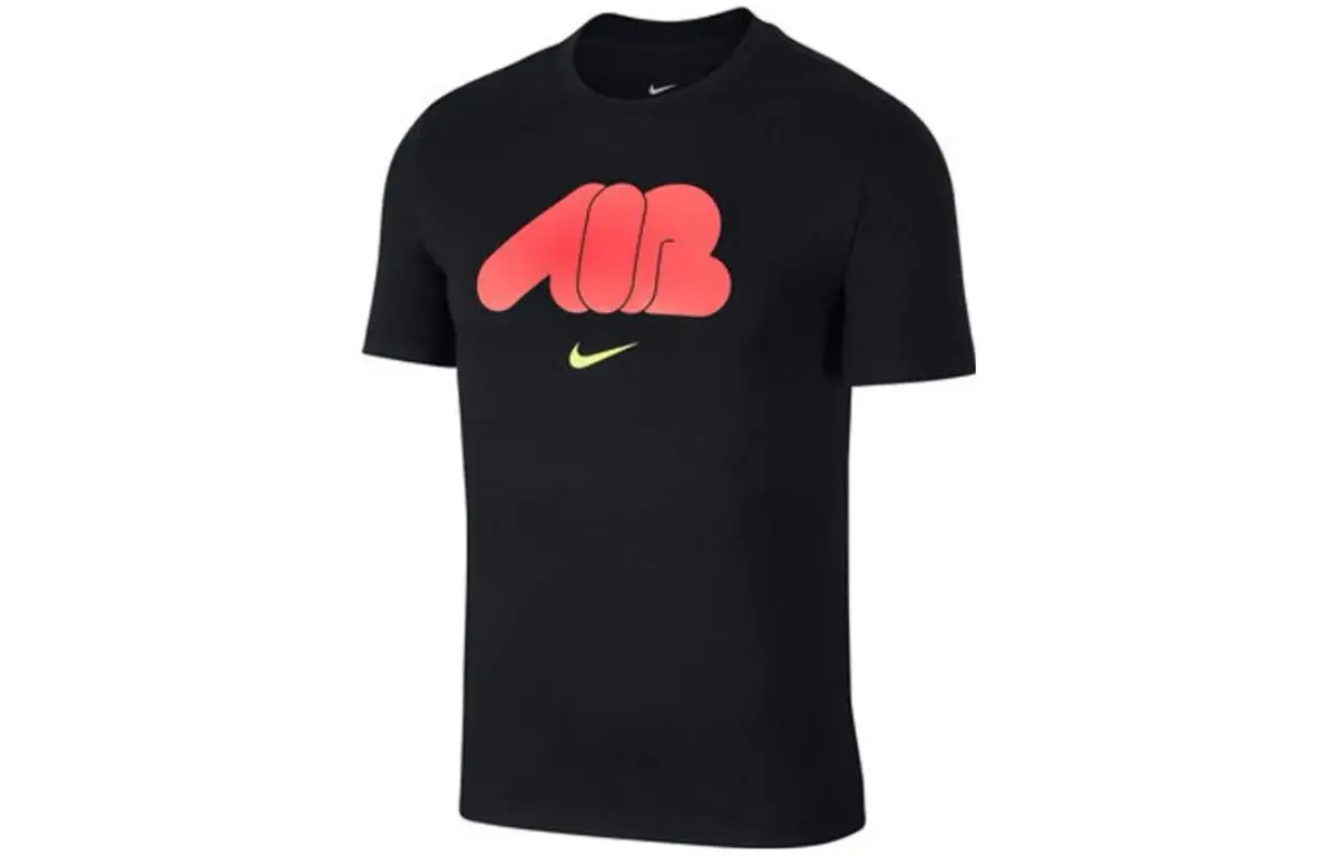 Nike T-Shirts Men's Black Crew Neck Moderate Straight Fit