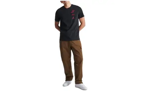 Jordan T Shirts Men's Black Crew Neck Moderate Straight Fit