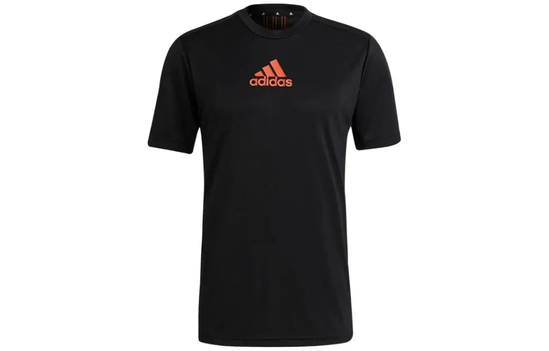Adidas T-Shirts Men's Black Crew Neck Moderate Straight Fit