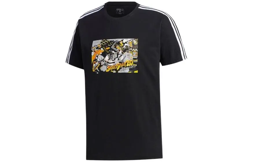 Adidas Neo T Shirts Men's Black Crew Neck Moderate Straight Fit