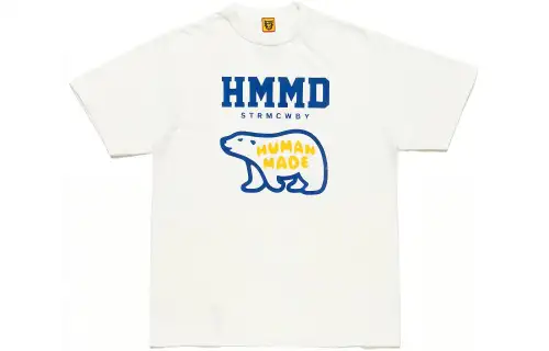 HUMAN MADE SS21 letter polar bear print short-sleeved T-shirt, same style for men and women