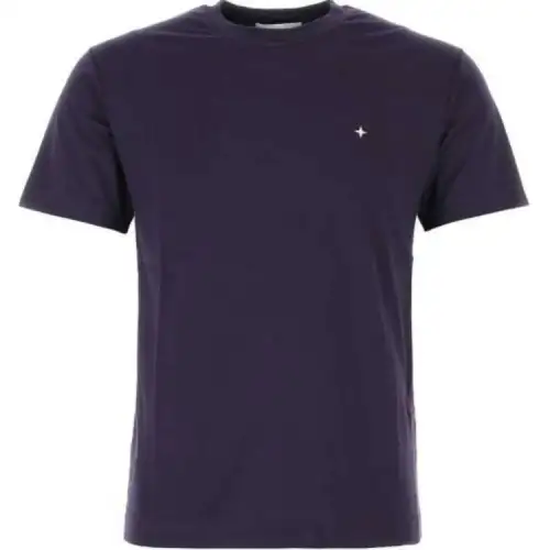 STONE ISLAND T Shirts Men's Purple Crew Neck Moderate Straight Fit