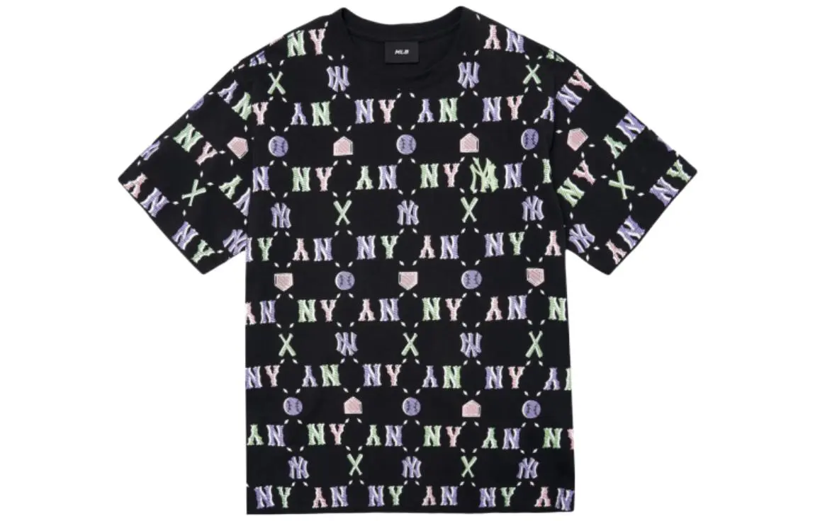 MLB Basic Logo T-Shirts Unisex Black Crew Neck Moderate Straight Fit