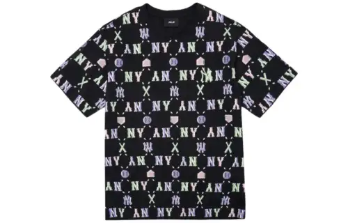 MLB Base Logo T Shirts Unisex Black Crew Neck Moderate Straight Fit