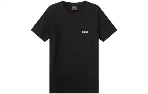 HUGO BOSS T Shirts Men's Black Crew Neck Moderate Straight Fit