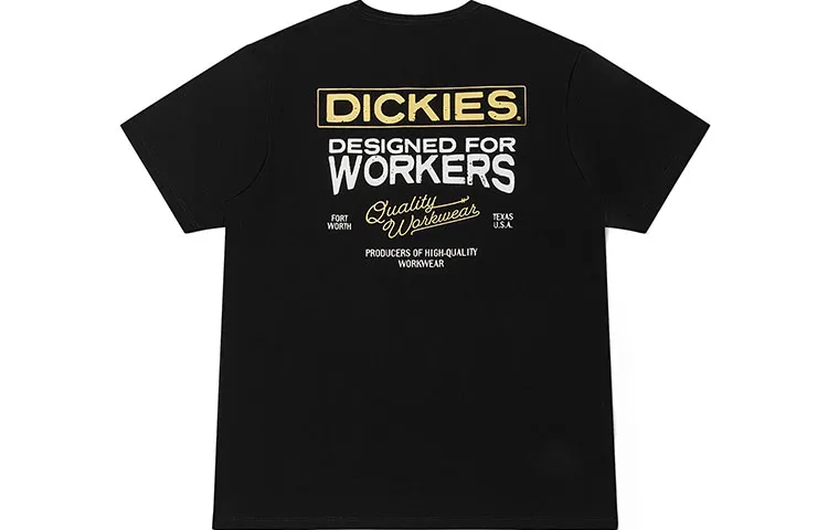 Dickies T Shirts Unisex Black Crew Neck Moderate