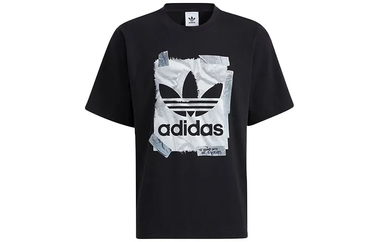 Adidas Originals T-Shirts Unisex Black Crew Neck Moderate Straight Fit