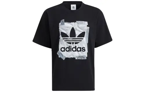 Adidas Originals T Shirts Unisex Black Crew Neck Moderate Straight Fit
