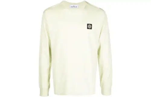 STONE ISLAND T Shirts Men's Light Green Crew Neck Moderate Straight Fit
