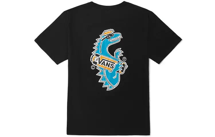 Vans Hey Vanosaurus T Shirts Unisex Black Crew Neck Moderate Straight Fit