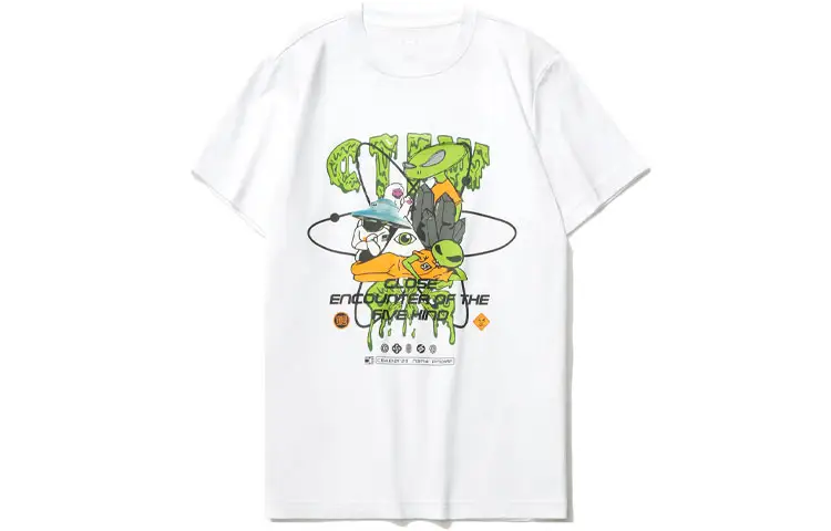 Li Ning T Shirts Unisex White Crew Neck Moderate Straight Fit